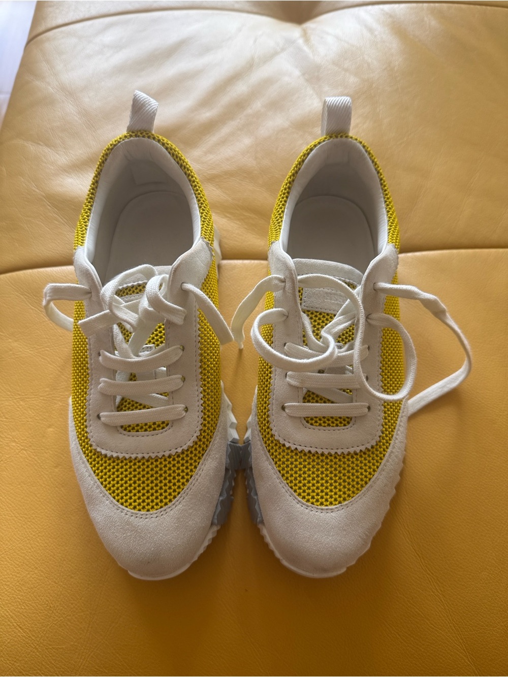 Hermes Yellow and White Kids Sneakers